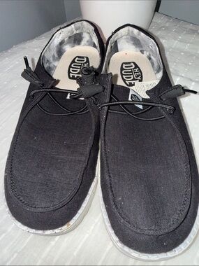 Hey Dude Black Canvas Slip-On Loafers